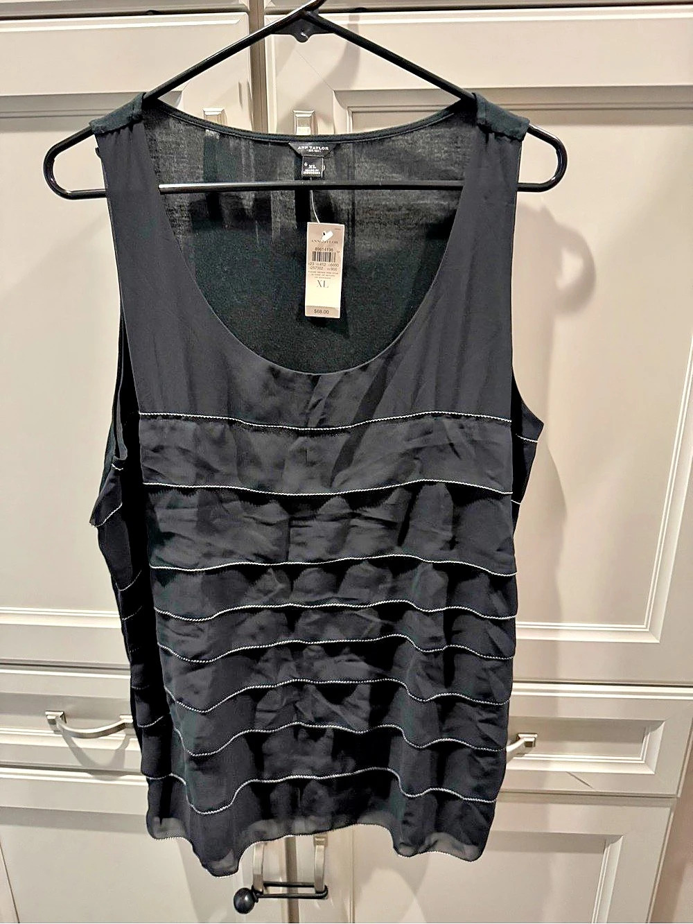 Ann Taylor Tiered Black Tank Top Size XL NWT